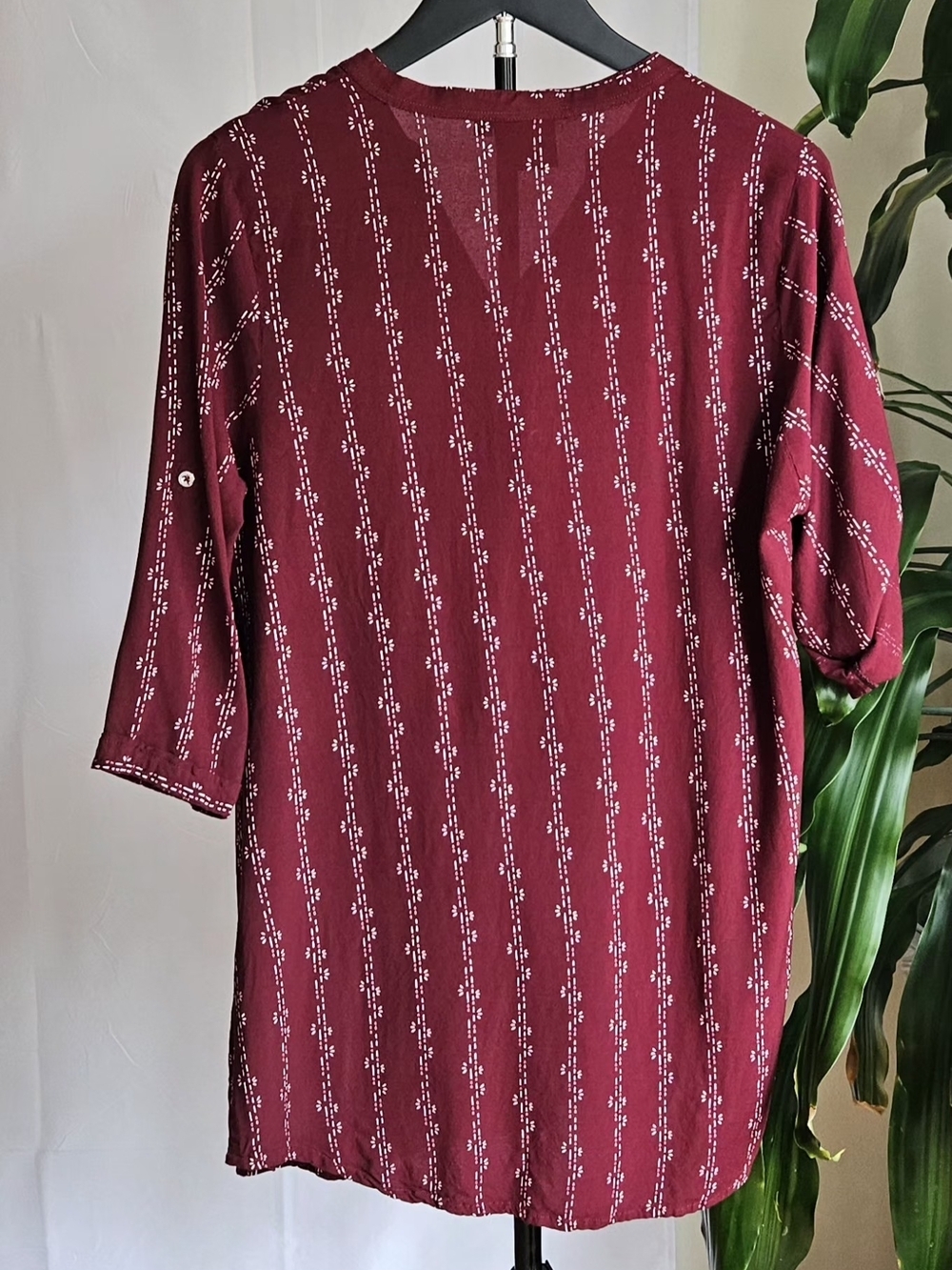 Zola Maroon Printed Henley Tunic Blouse - Picture 9 of 11
